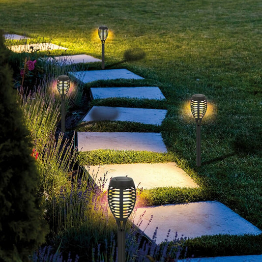 Set of solar garden torch lights Aktive Plastic 7,5 x 50 x 7,5 cm (4 Units)-3