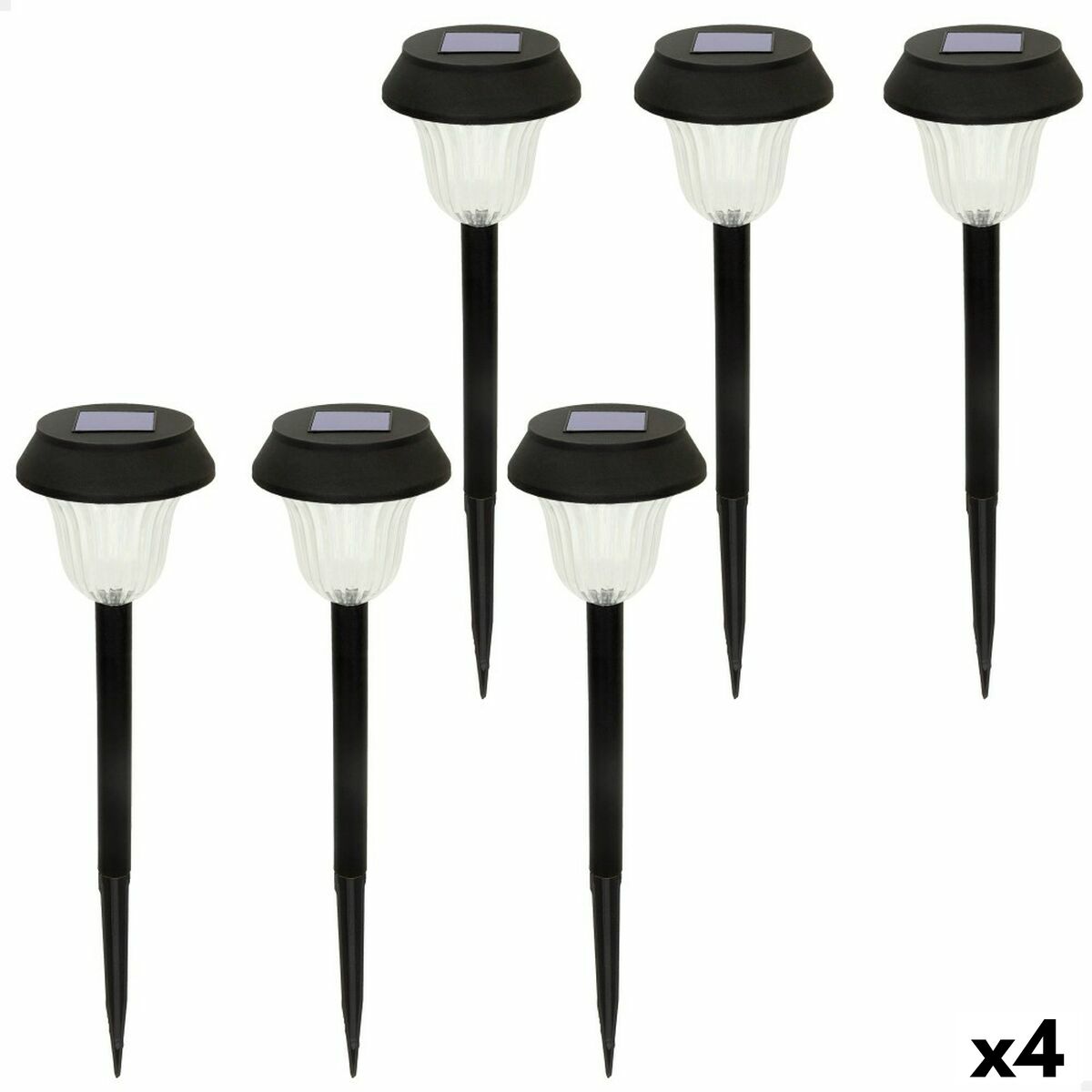 Set of solar garden lights Aktive 6 Pieces Stainless steel Plastic 10 x 38 x 10 cm (4 Units)-0