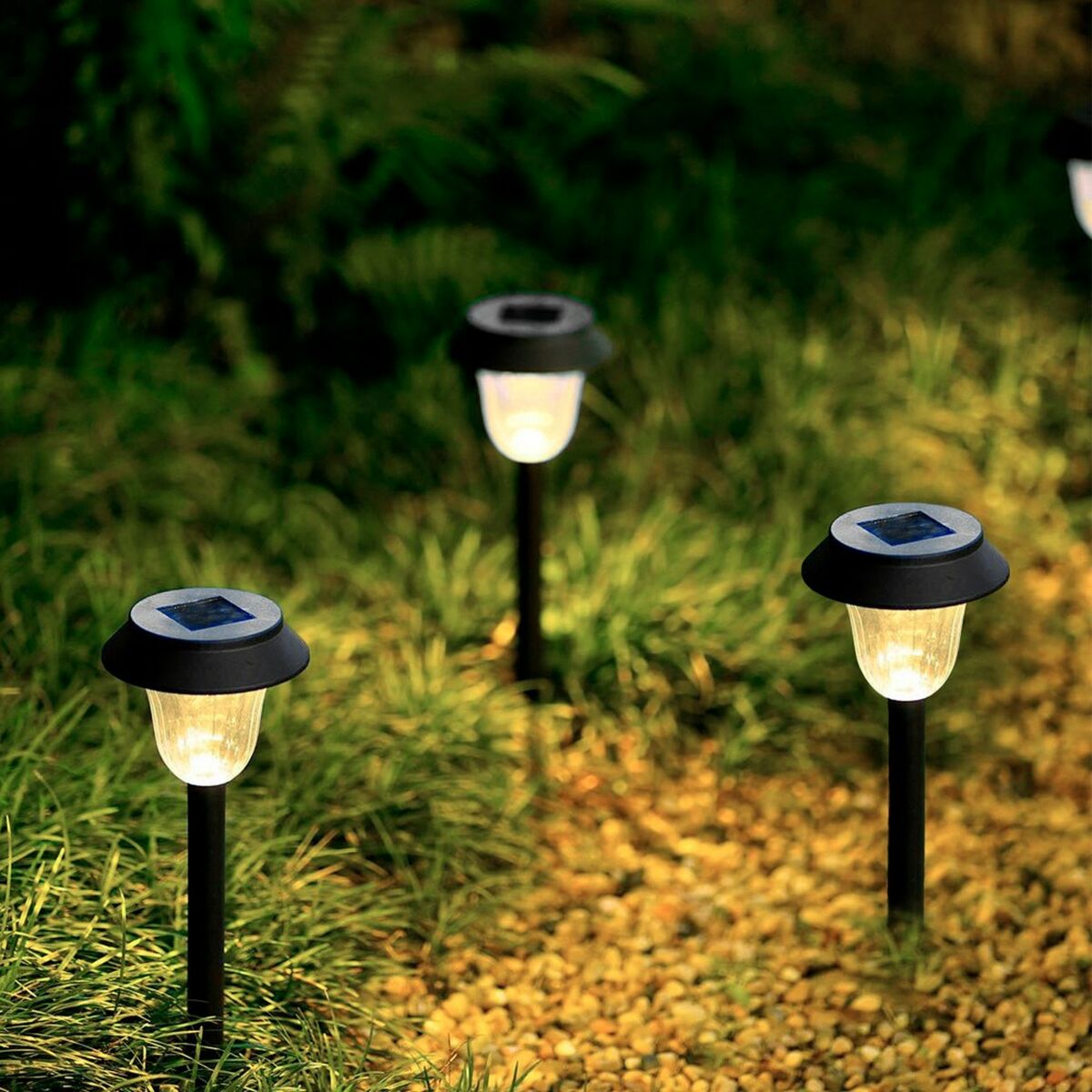 Set of solar garden lights Aktive 6 Pieces Stainless steel Plastic 10 x 38 x 10 cm (4 Units)-3