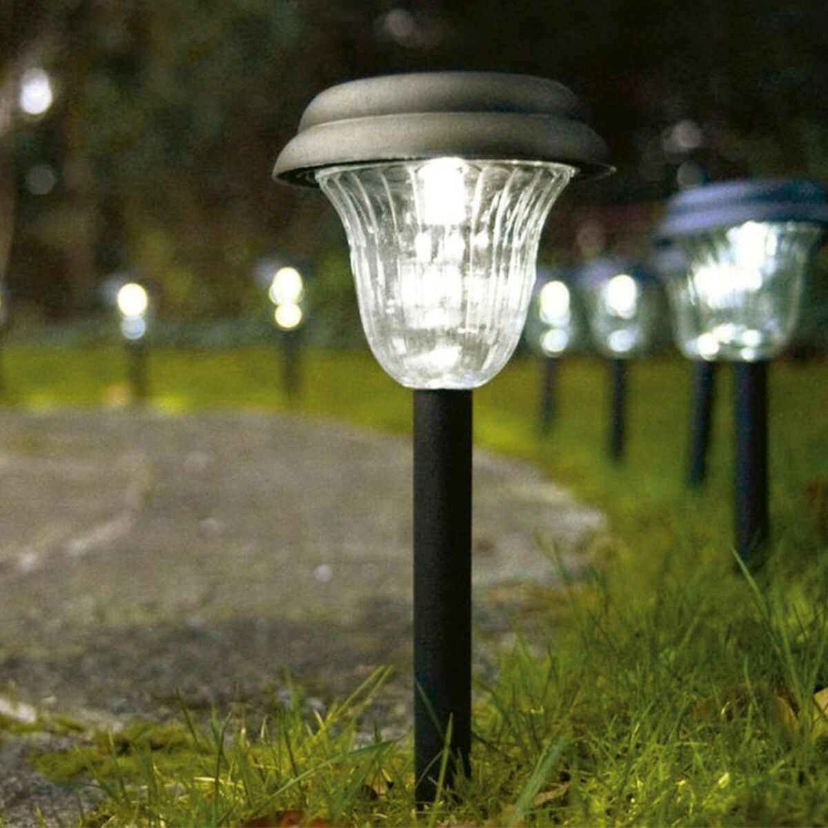 Set of solar garden lights Aktive 6 Pieces Stainless steel Plastic 10 x 38 x 10 cm (4 Units)-5